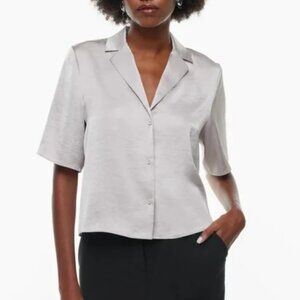 Aritzia Wilfred Beso Satin Shirt Large Lilac Purple Office Career *